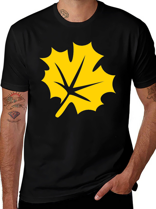 Black T-Shirt with Yellow Maple Leaf Graphic