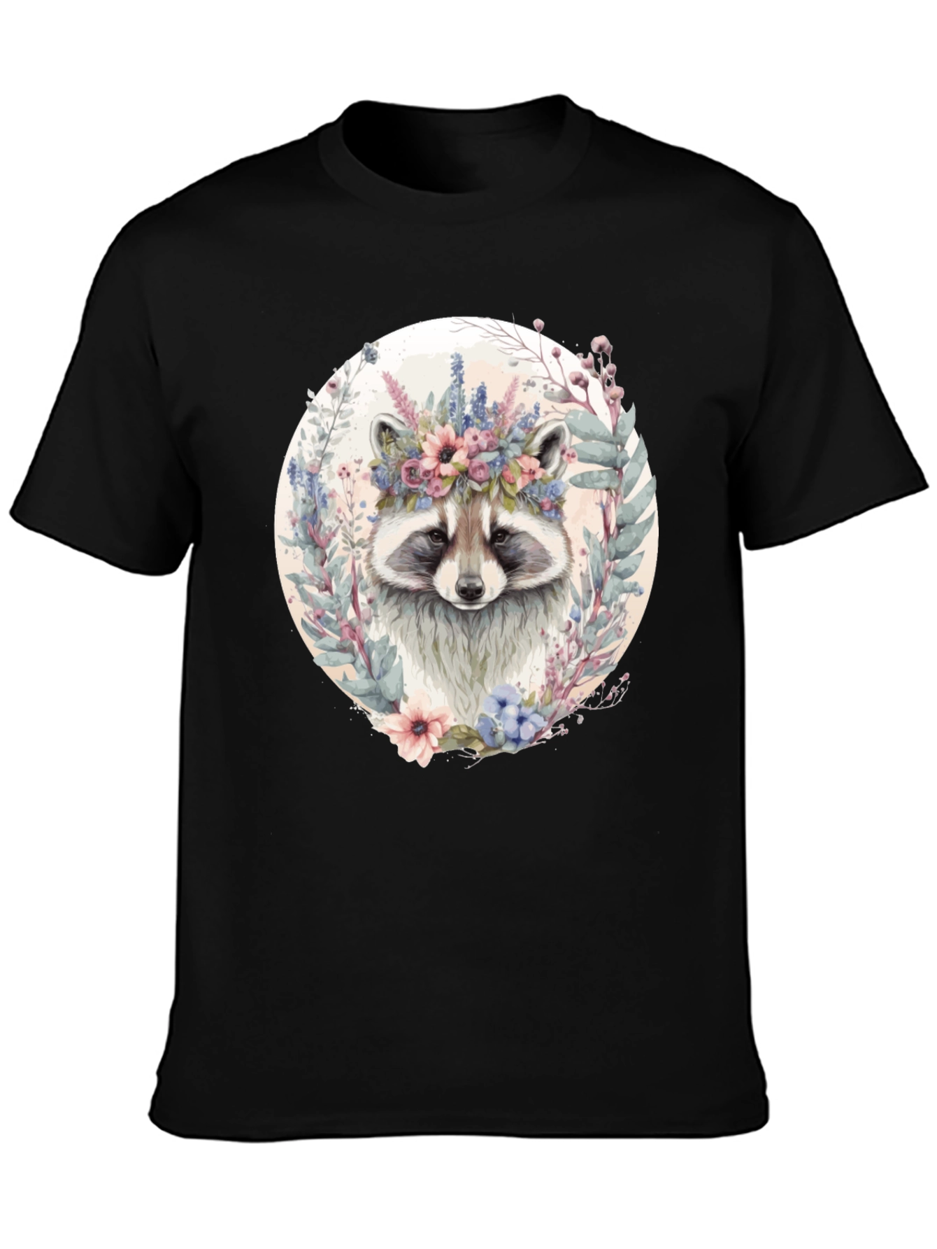 Raccoon Floral Crown Graphic T-Shirt