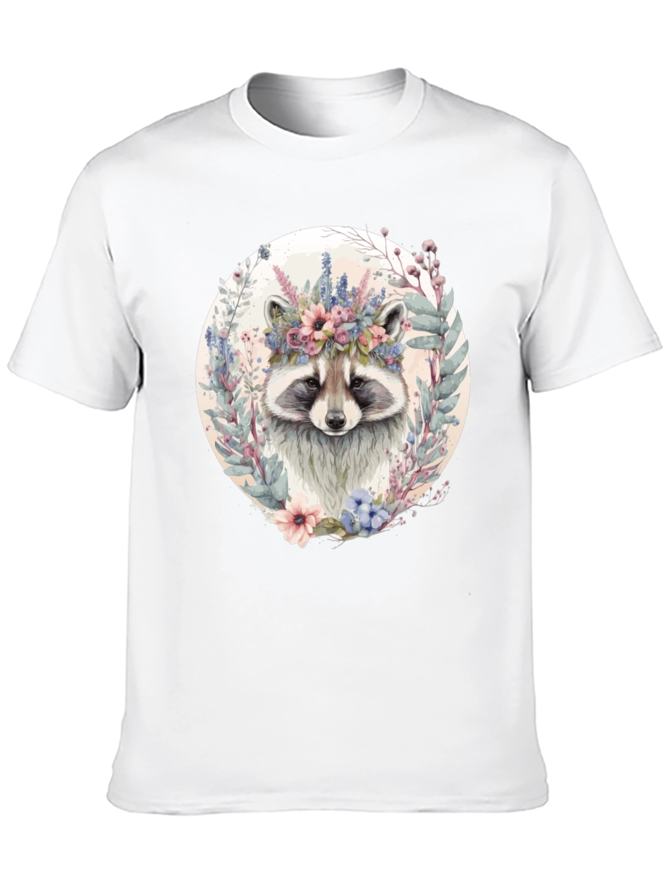 Raccoon Floral Crown Graphic T-Shirt