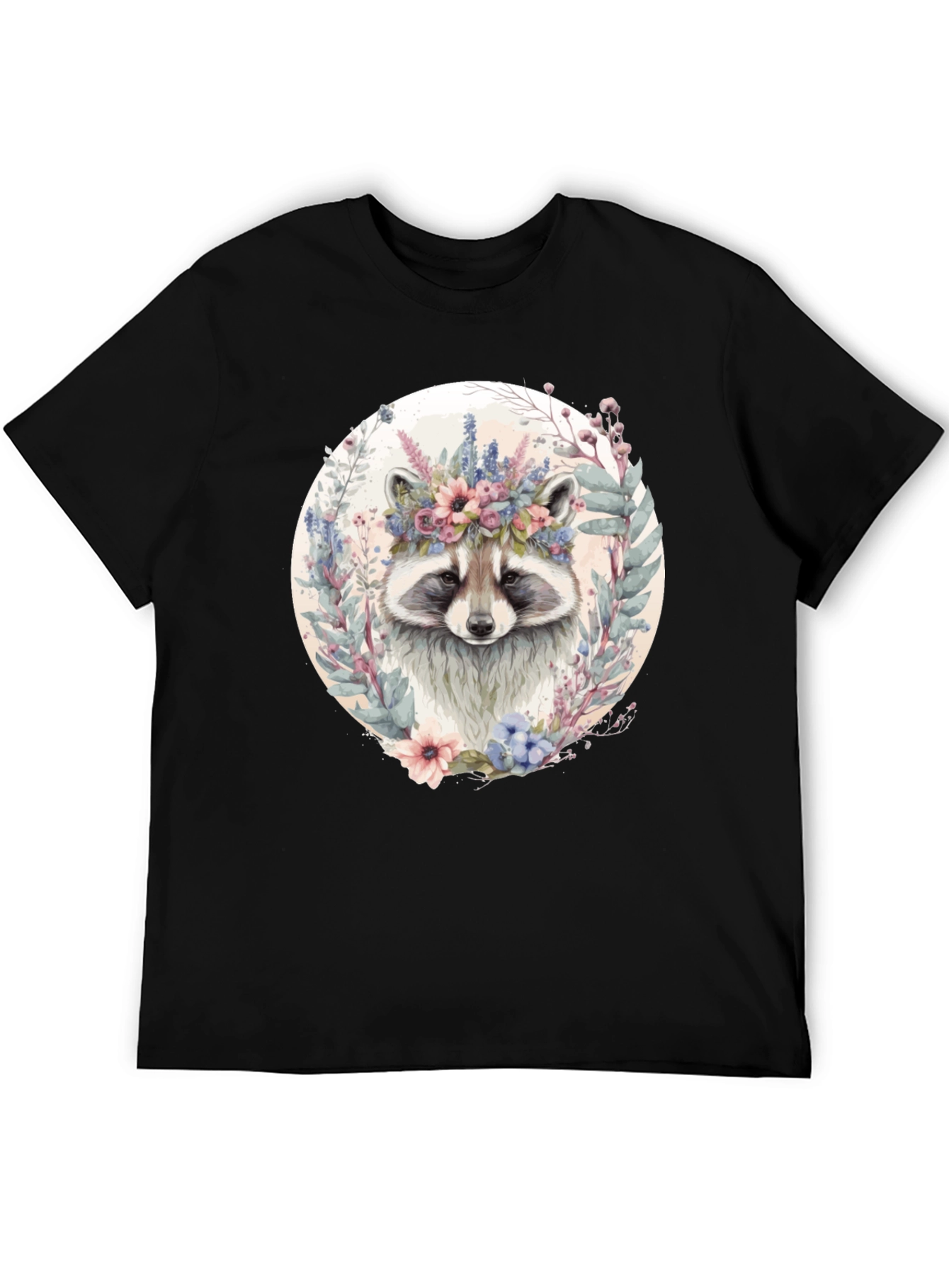 Raccoon Floral Crown Graphic T-Shirt