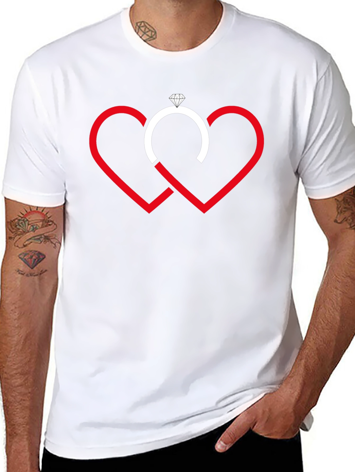 Love & Commitment T-Shirt - Hearts & Ring