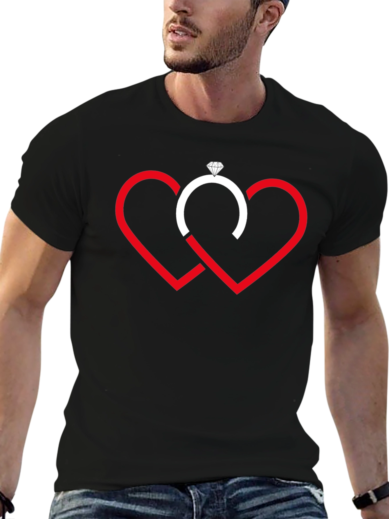 Love & Commitment T-Shirt - Hearts & Ring