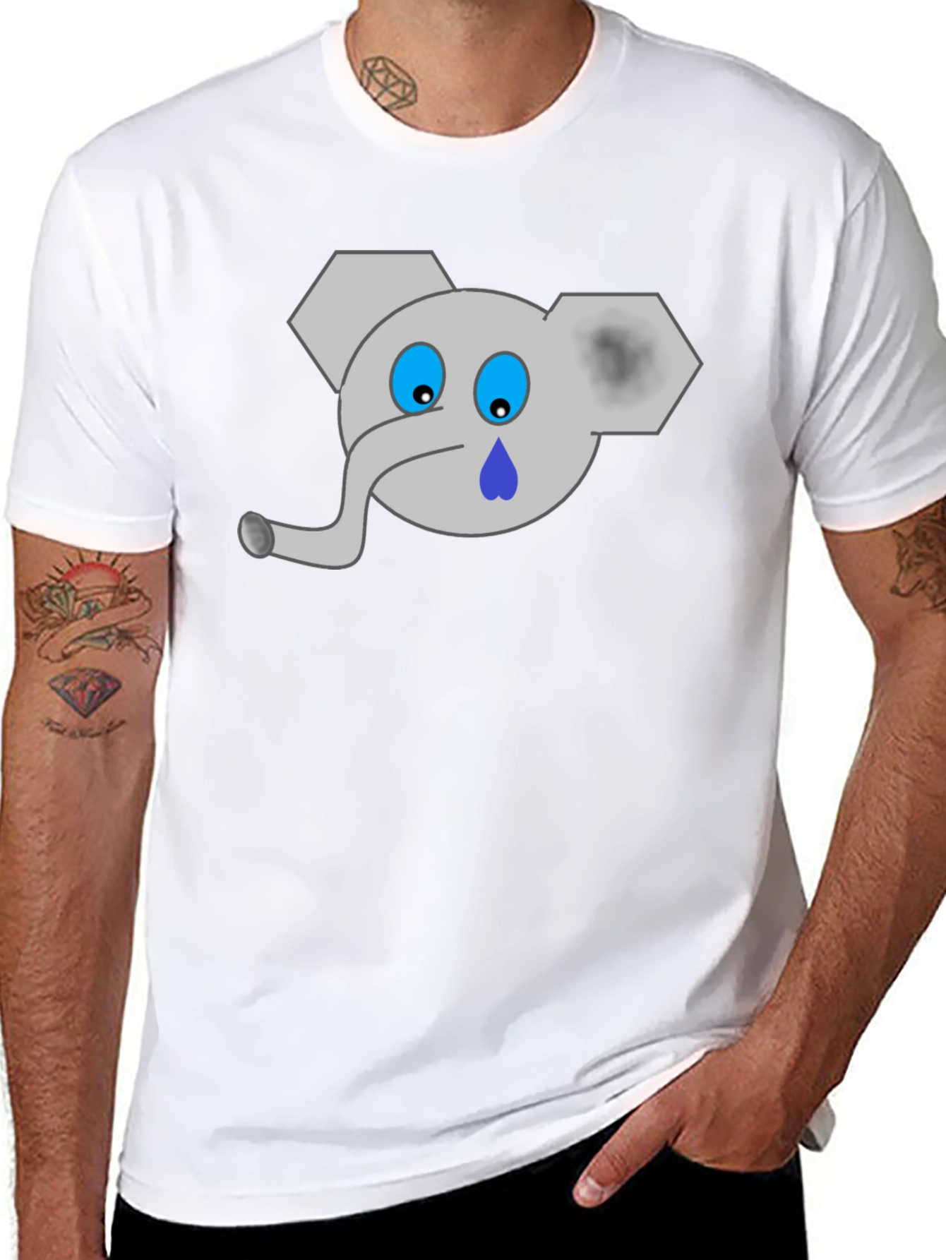Sad Elephant Graphic Tee - Black T-Shirt