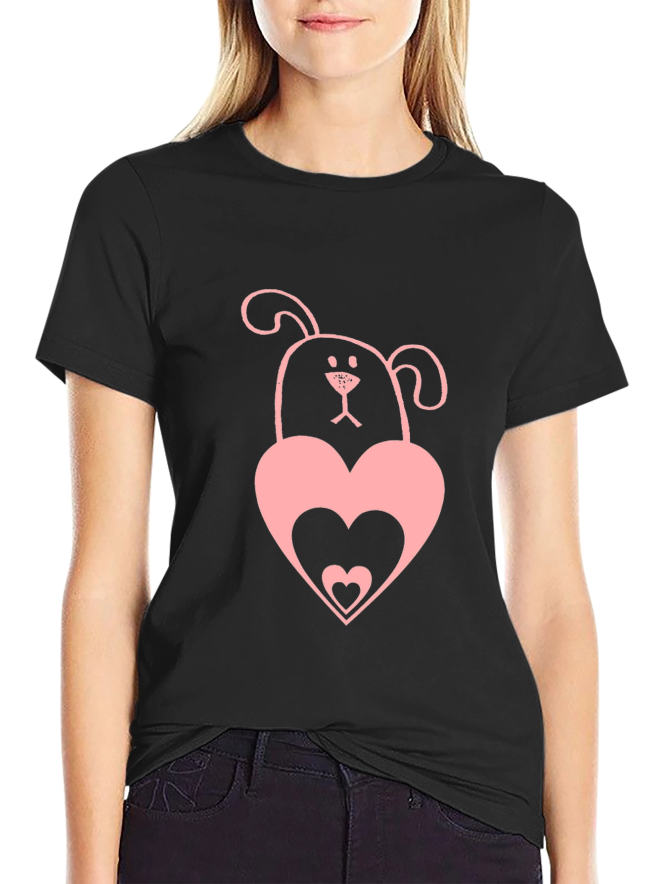 Dog & Heart Graphic Tee - Black