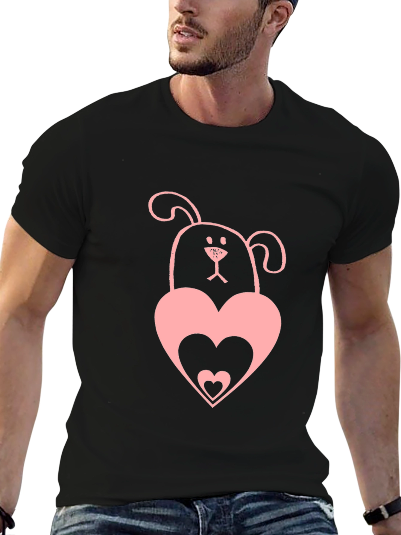 Dog & Heart Graphic Tee - Black