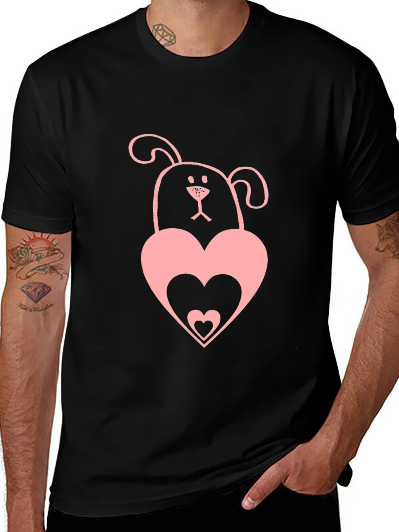 Dog & Heart Graphic Tee - Black
