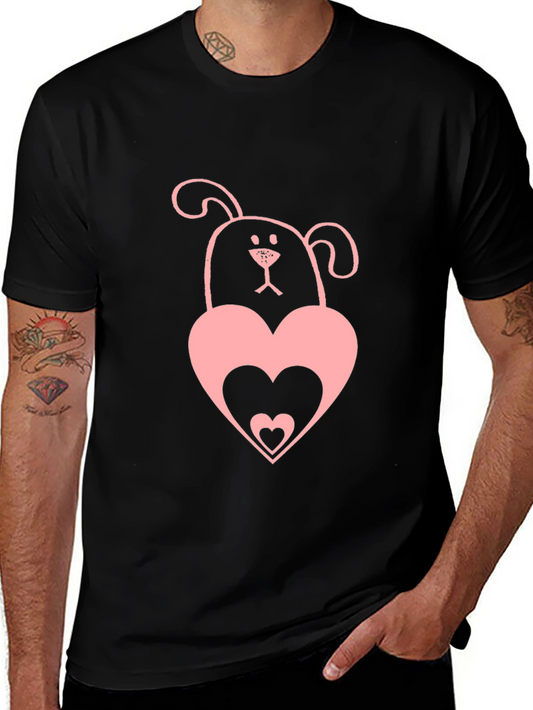 Dog & Heart Graphic Tee - Black