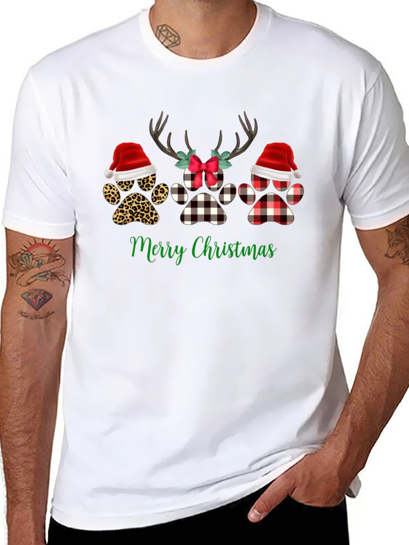 Christmas Paw Print T-Shirt