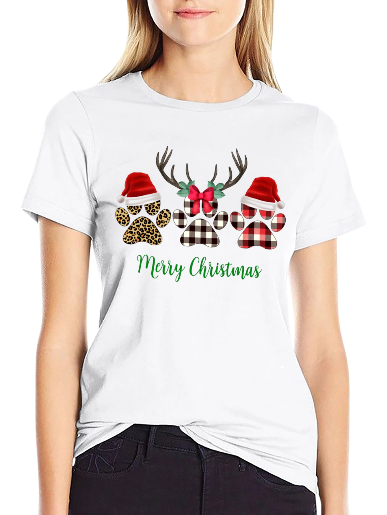 Christmas Paw Print T-Shirt
