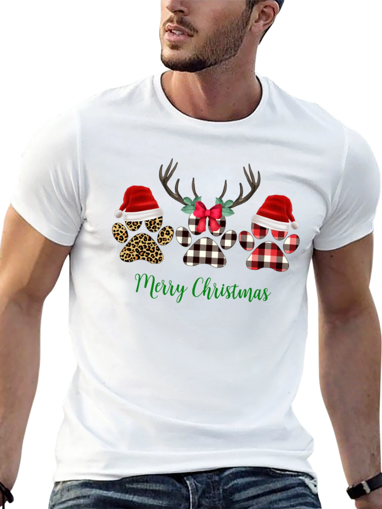 Christmas Paw Print T-Shirt