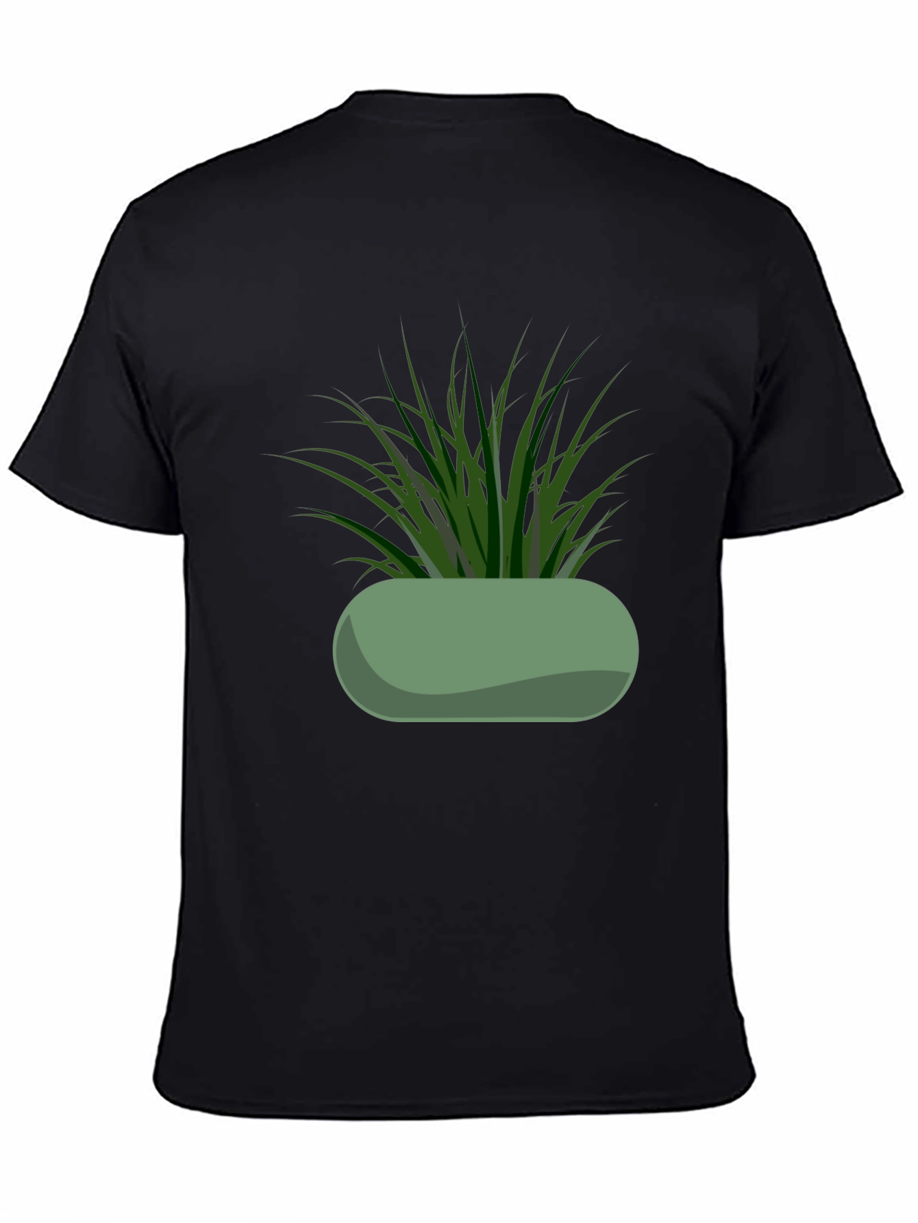 Modern Potted Plant Graphic Tee - Black