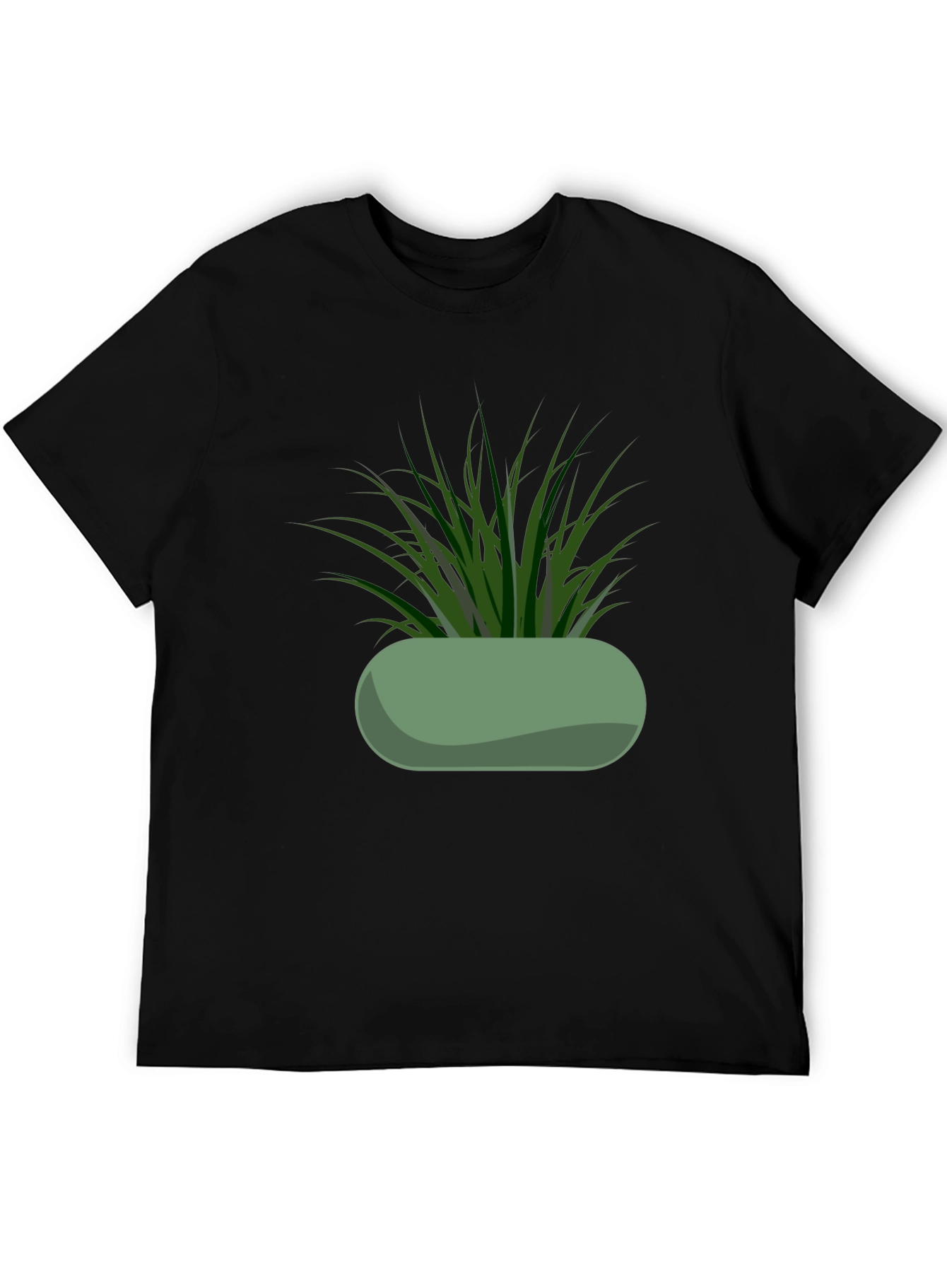 Modern Potted Plant Graphic Tee - Black