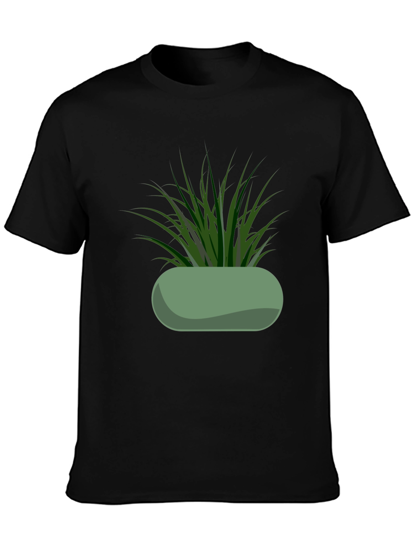Modern Potted Plant Graphic Tee - Black
