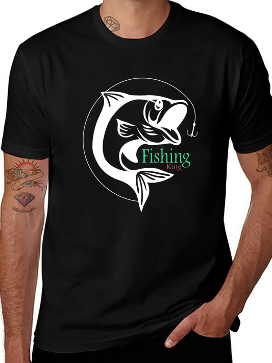 Fishing King Graphic Tee - Black Cotton Shirt