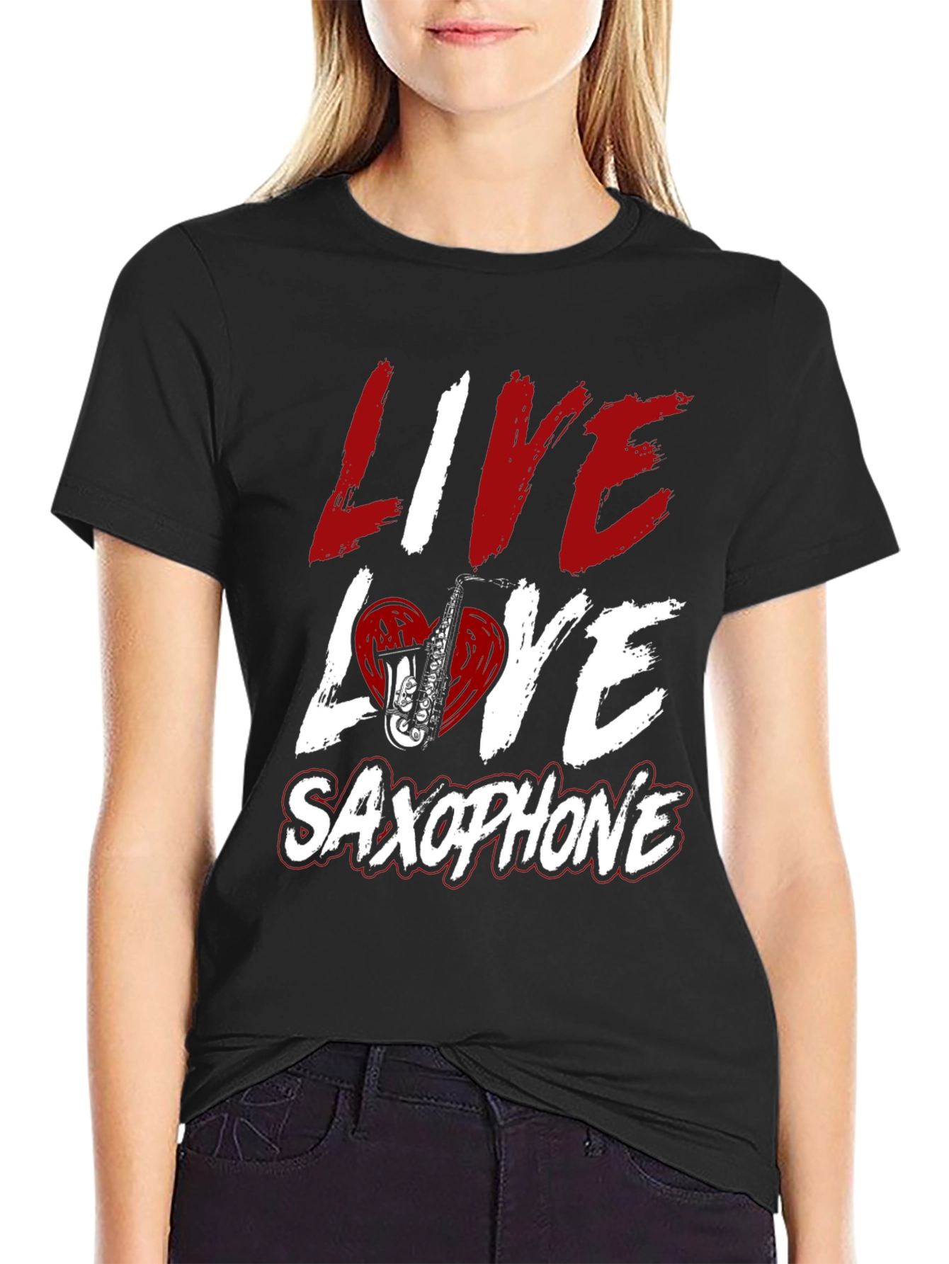 Live Love Saxophone Graphic Tee