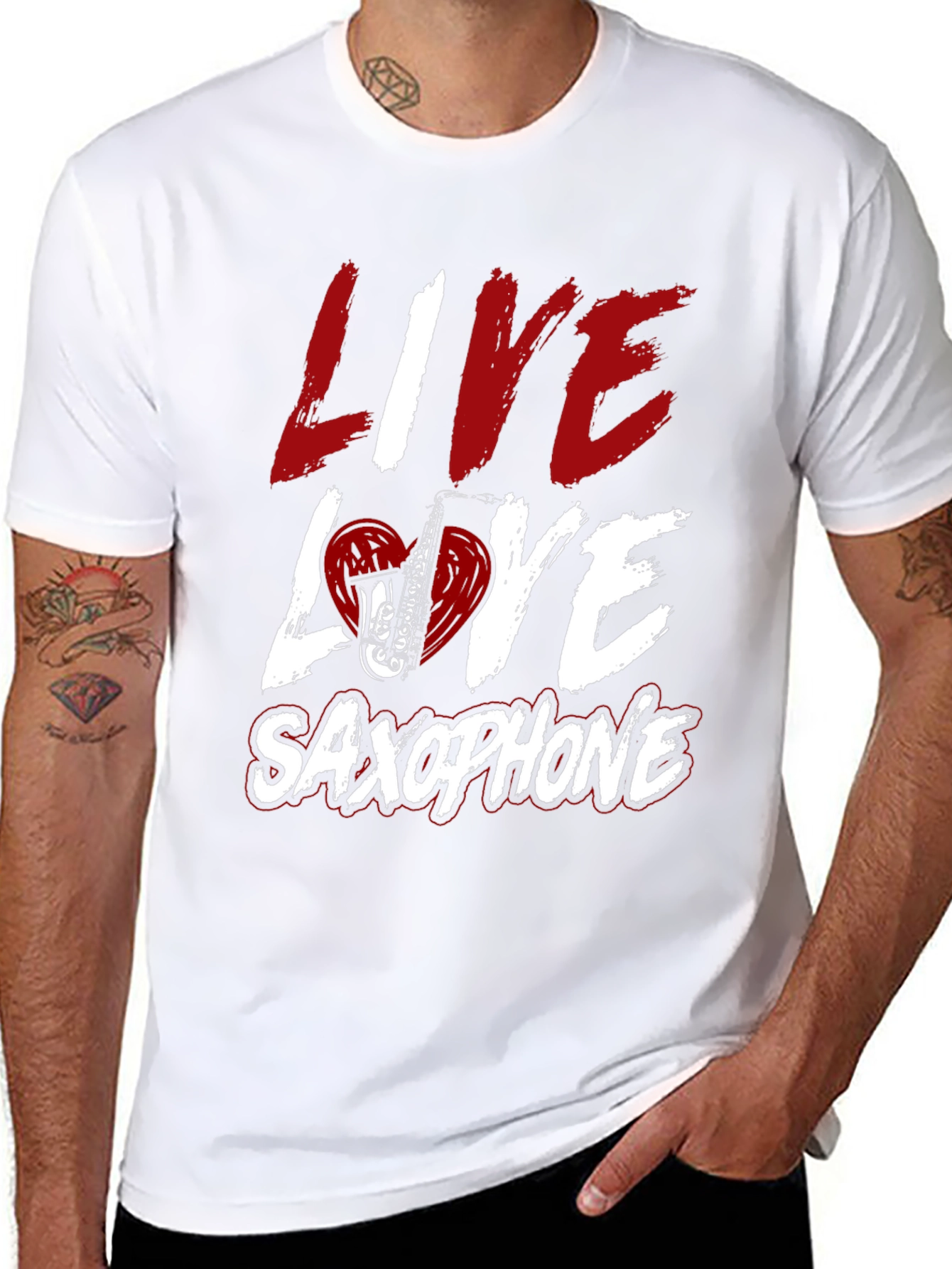 Live Love Saxophone Graphic Tee