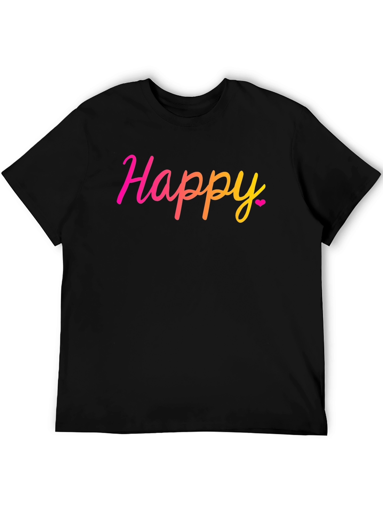 Happy Gradient T-Shirt - Black Crew Neck Tee