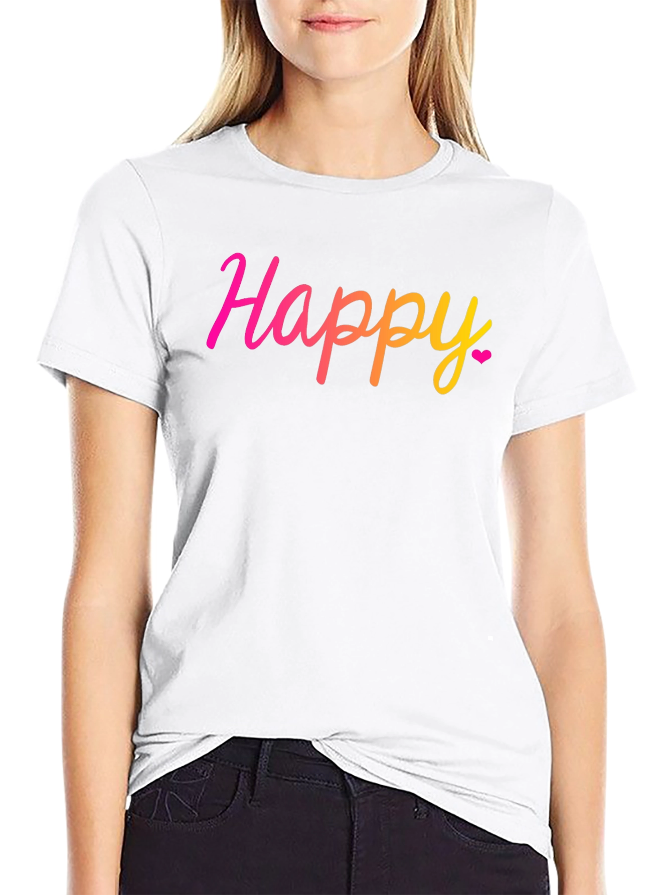 Happy Gradient T-Shirt - Black Crew Neck Tee