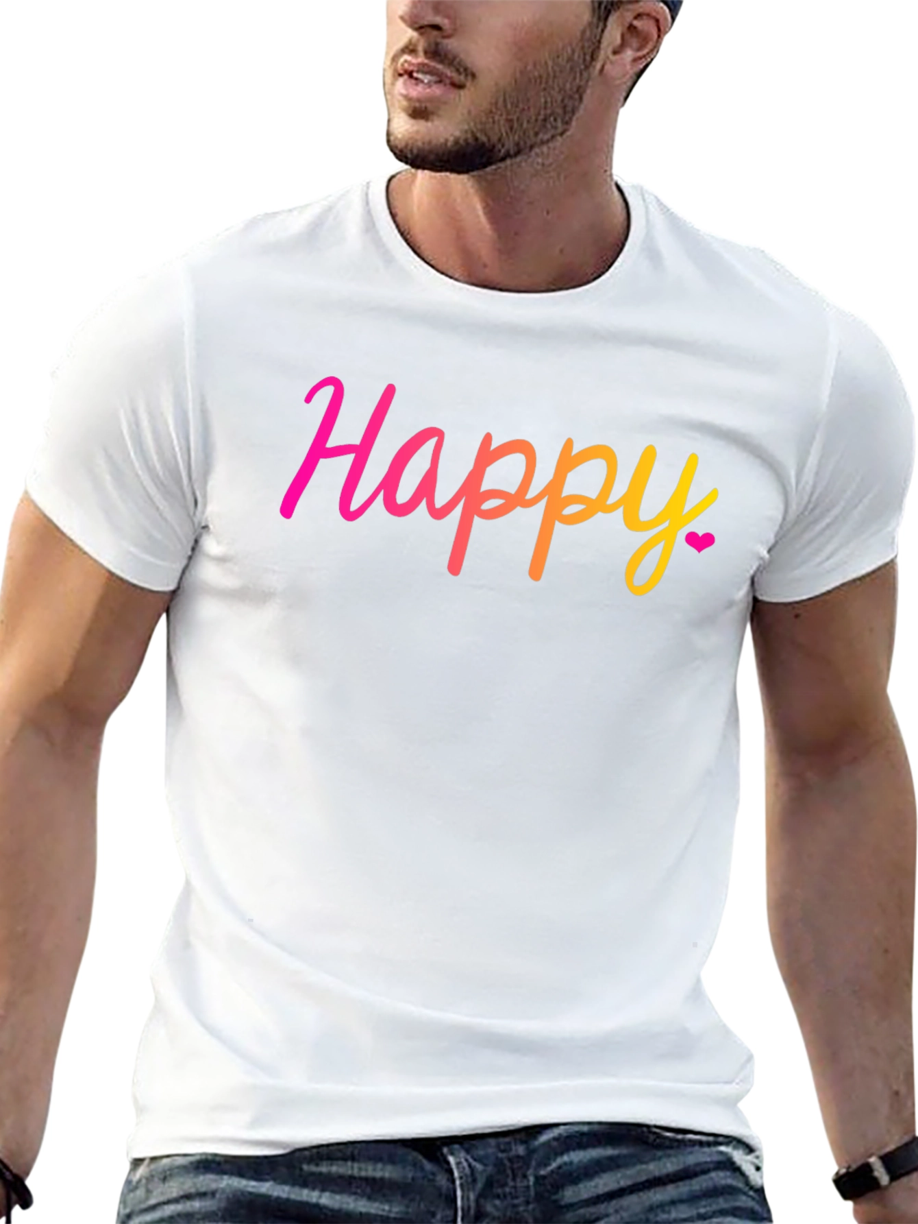 Happy Gradient T-Shirt - Black Crew Neck Tee