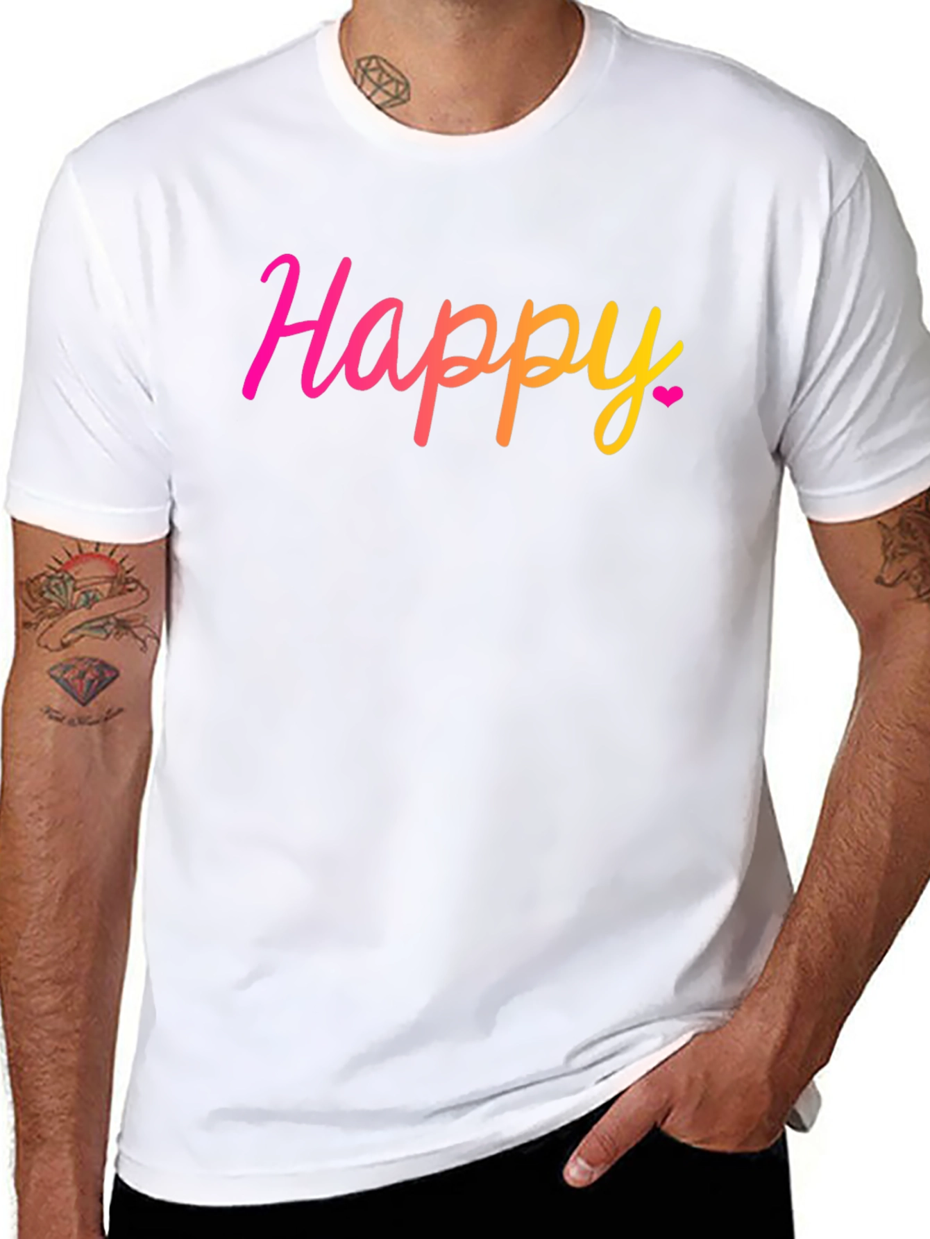 Happy Gradient T-Shirt - Black Crew Neck Tee