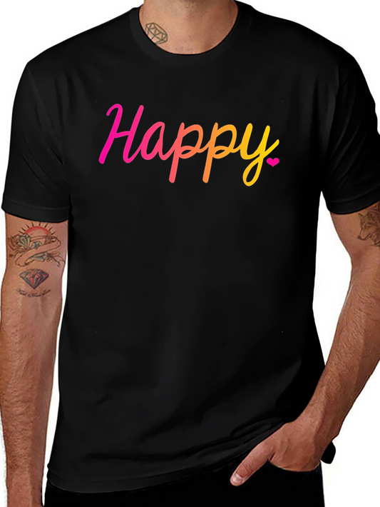Happy Gradient T-Shirt - Black Crew Neck Tee