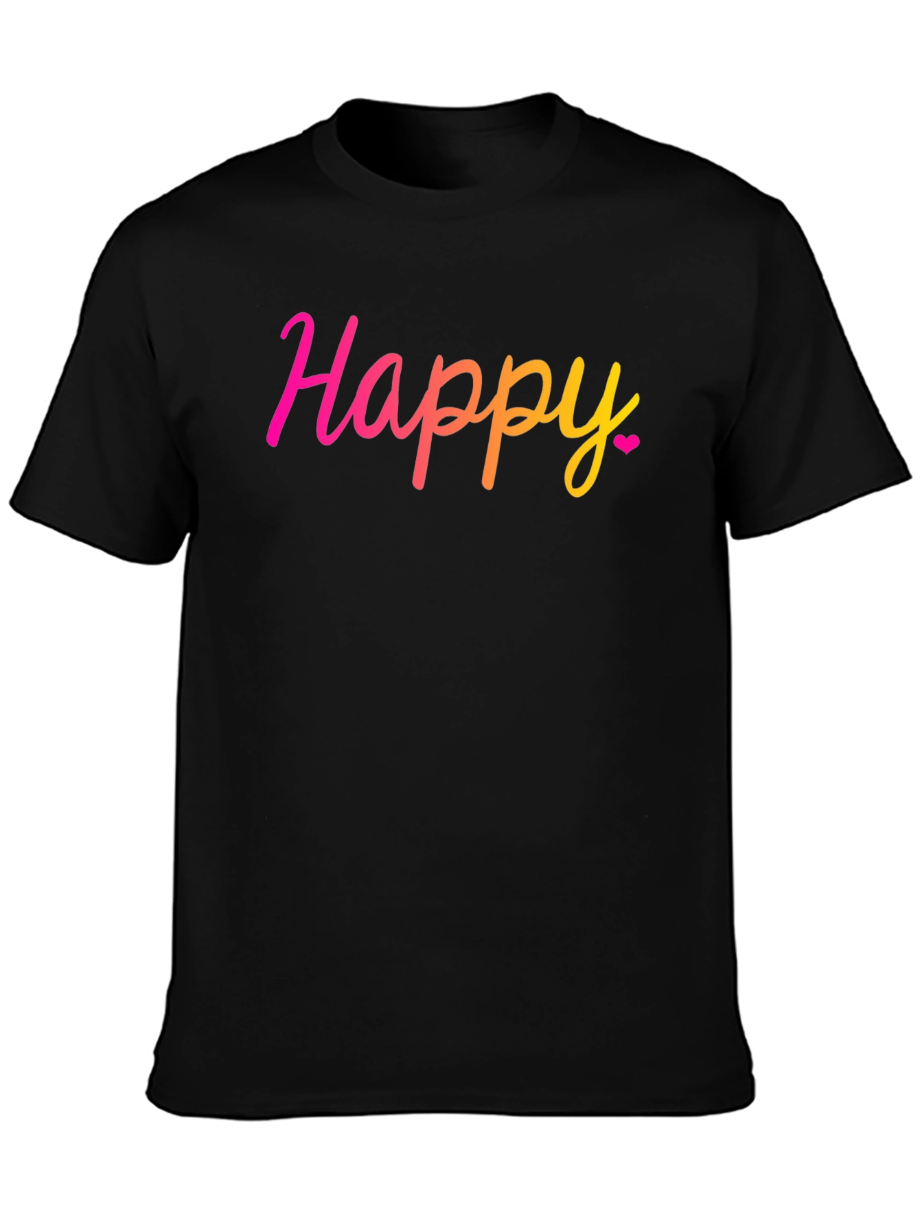 Happy Gradient T-Shirt - Black Crew Neck Tee