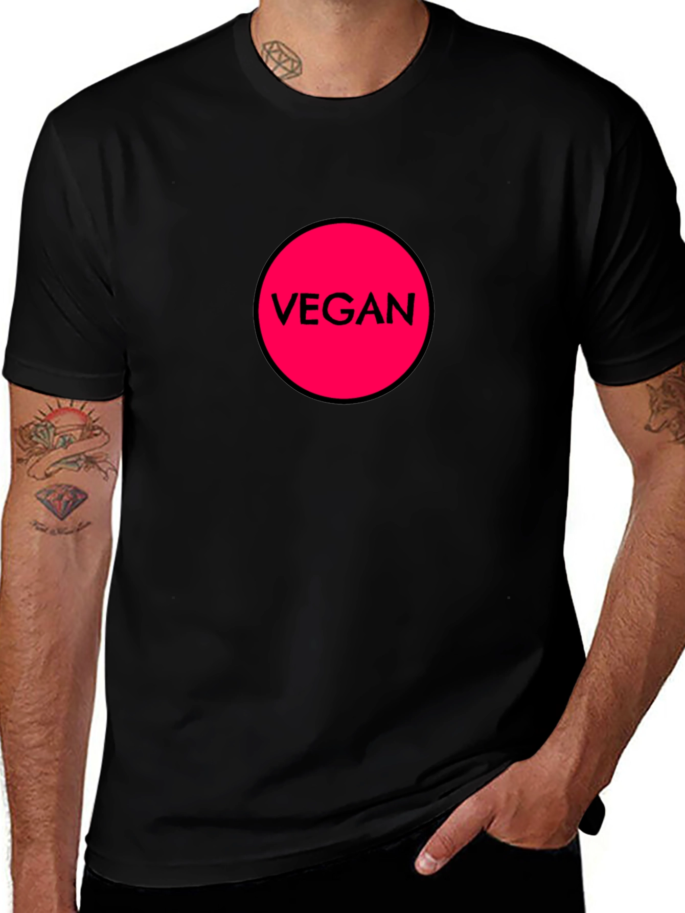 Vegan Circle Graphic T-Shirt - Black