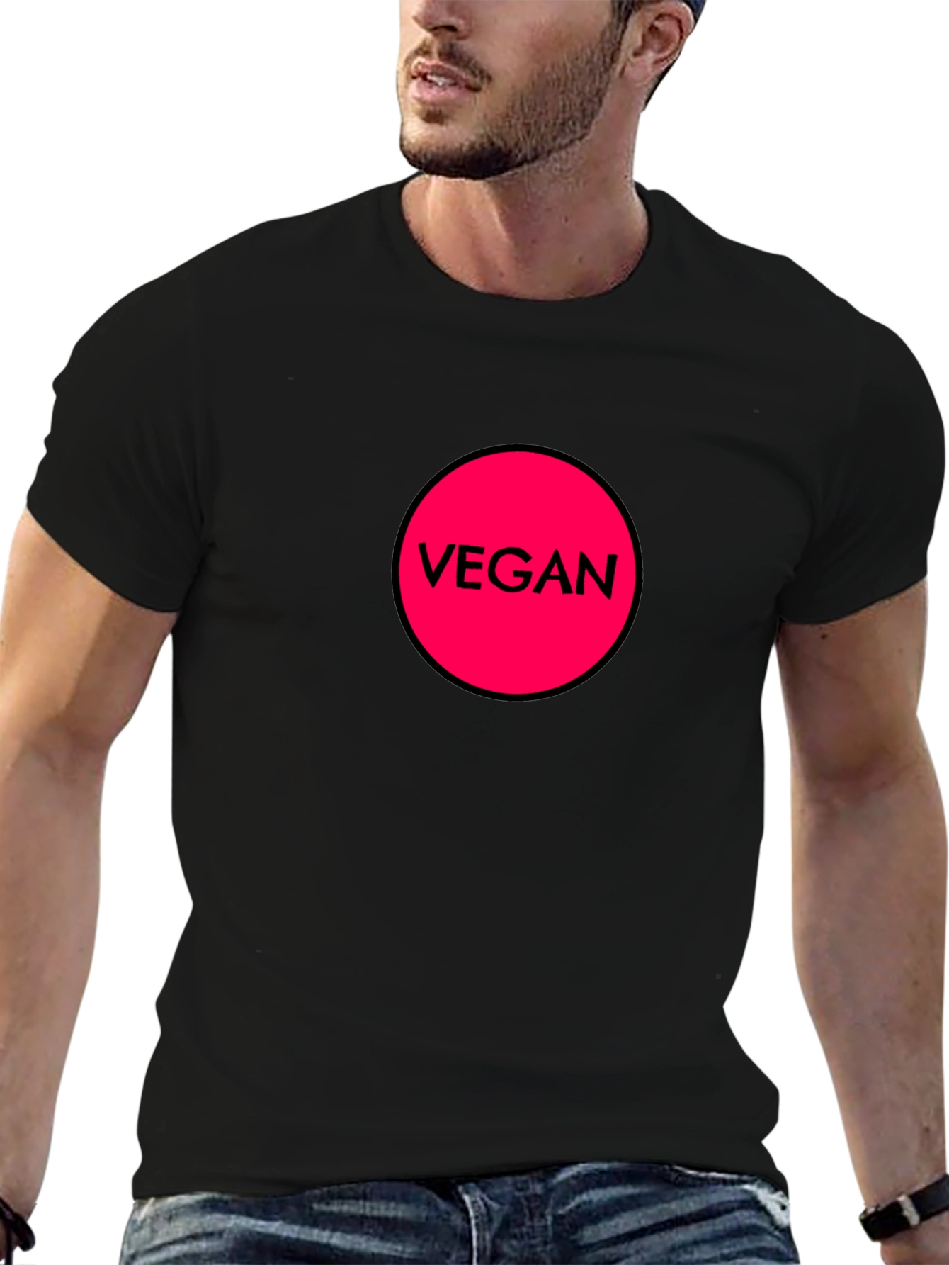 Vegan Circle Graphic T-Shirt - Black
