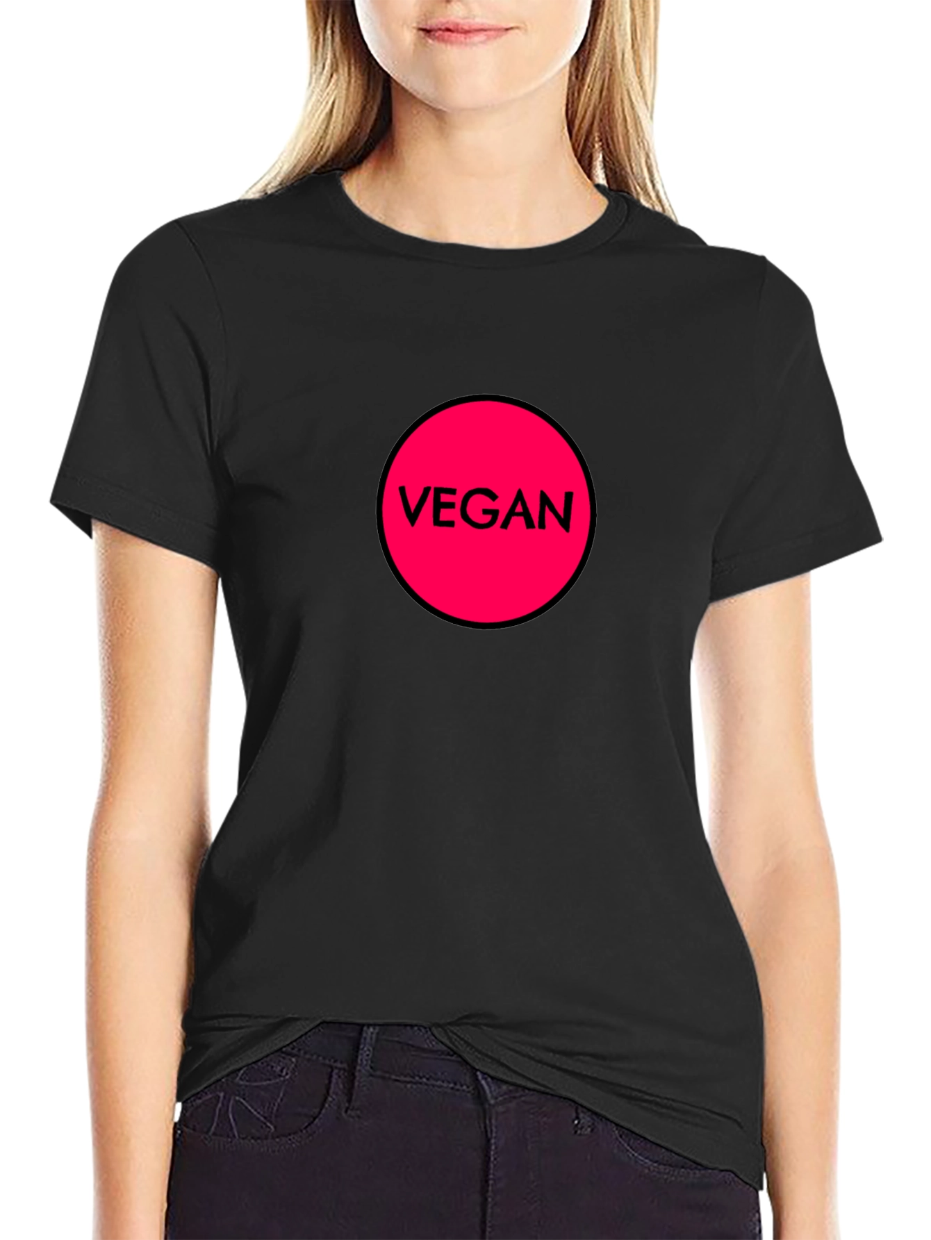 Vegan Circle Graphic T-Shirt - Black