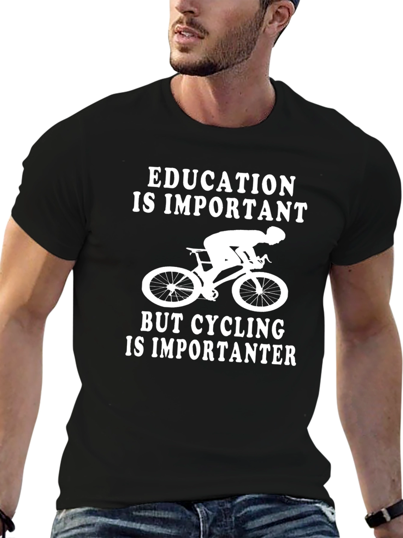 Funny Cycling T-Shirt - Education is Important