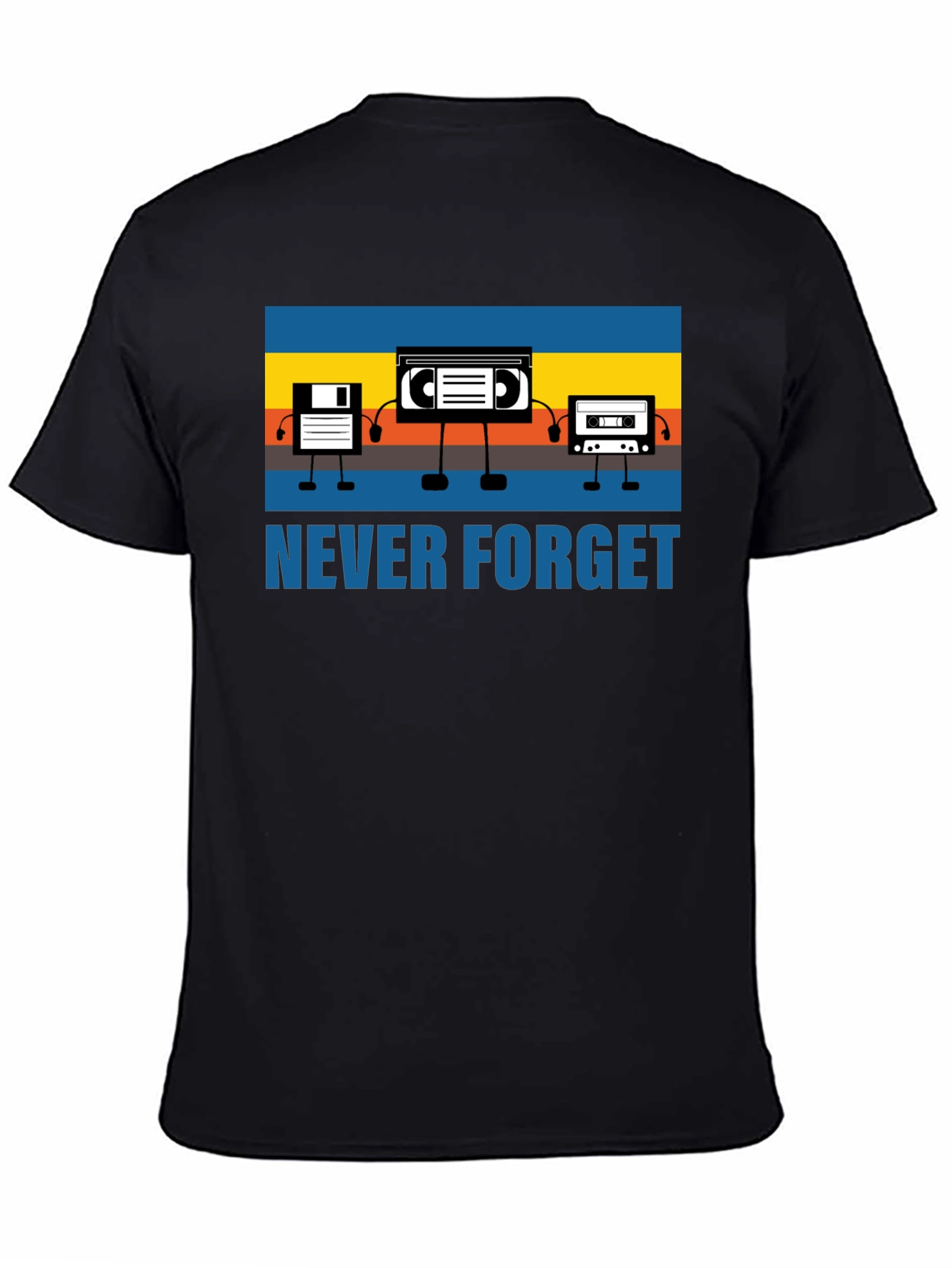 Retro Media Never Forget Black Graphic T-Shirt