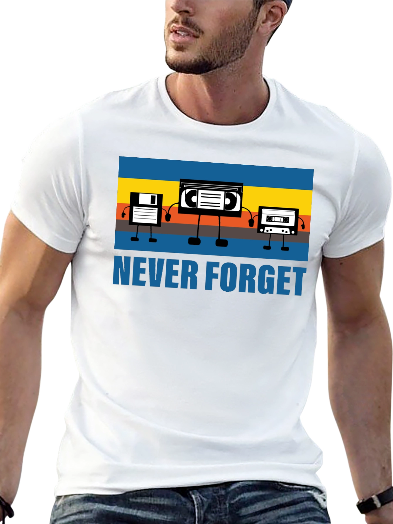 Retro Media Never Forget Black Graphic T-Shirt