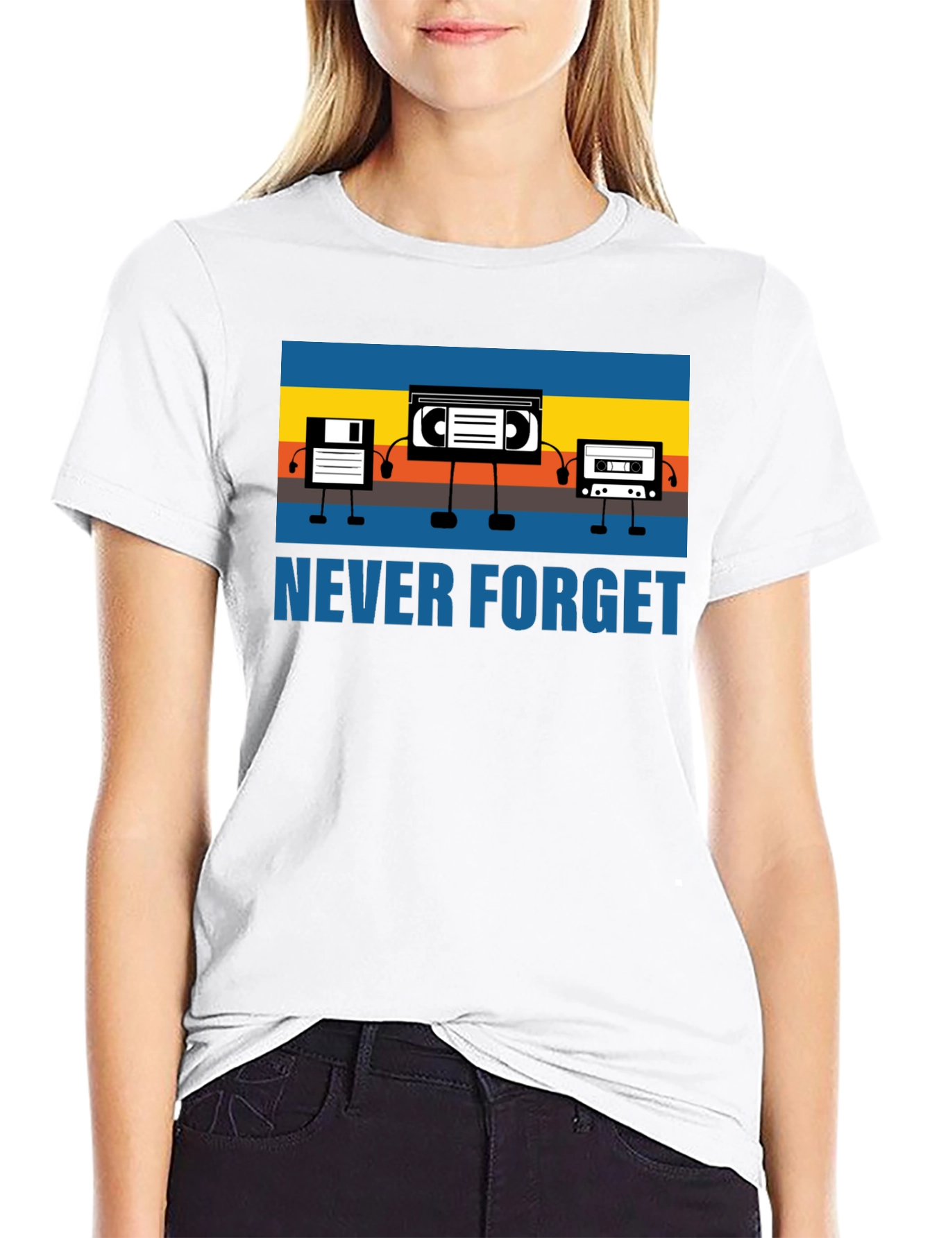 Retro Media Never Forget Black Graphic T-Shirt