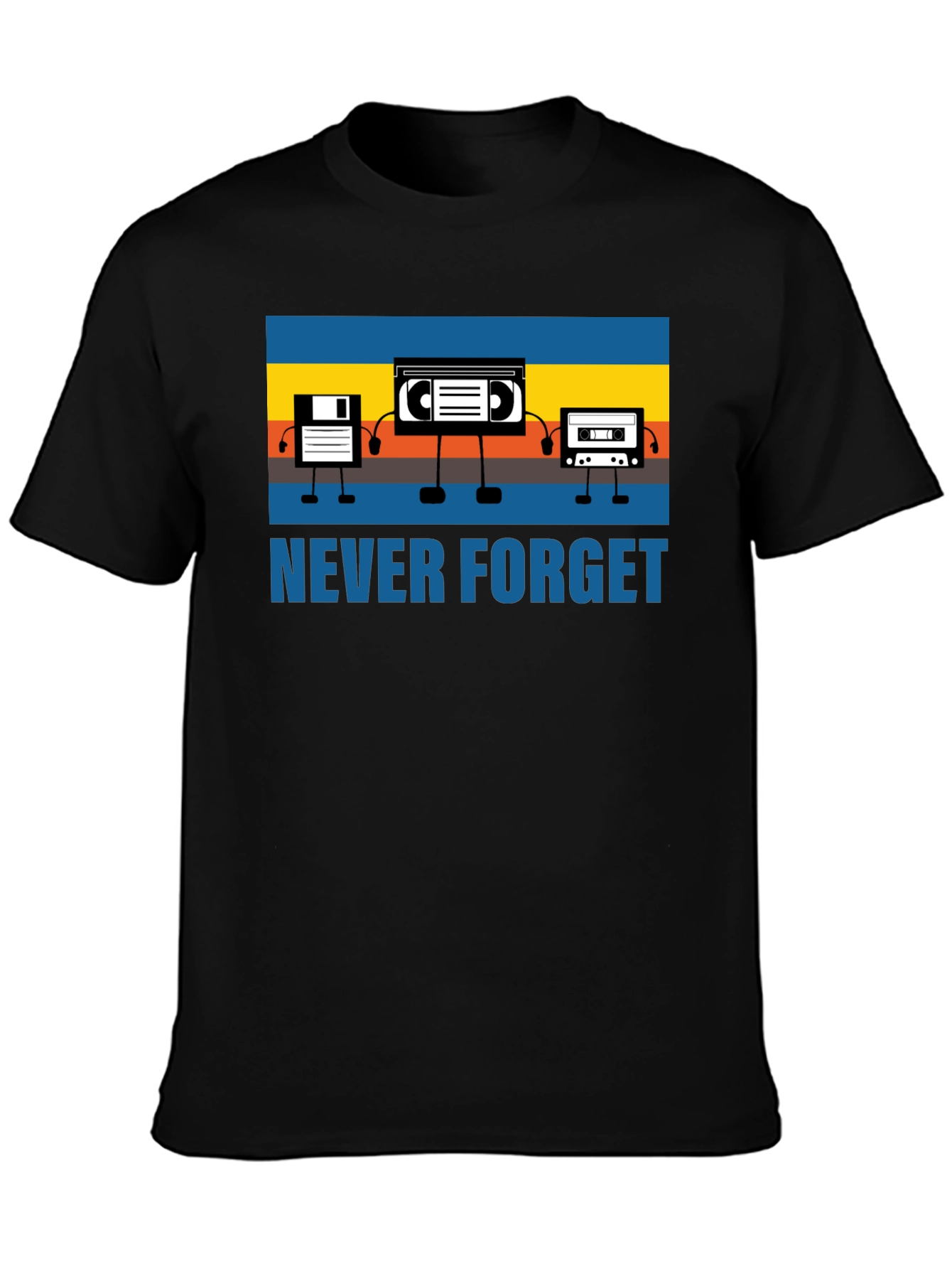 Retro Media Never Forget Black Graphic T-Shirt
