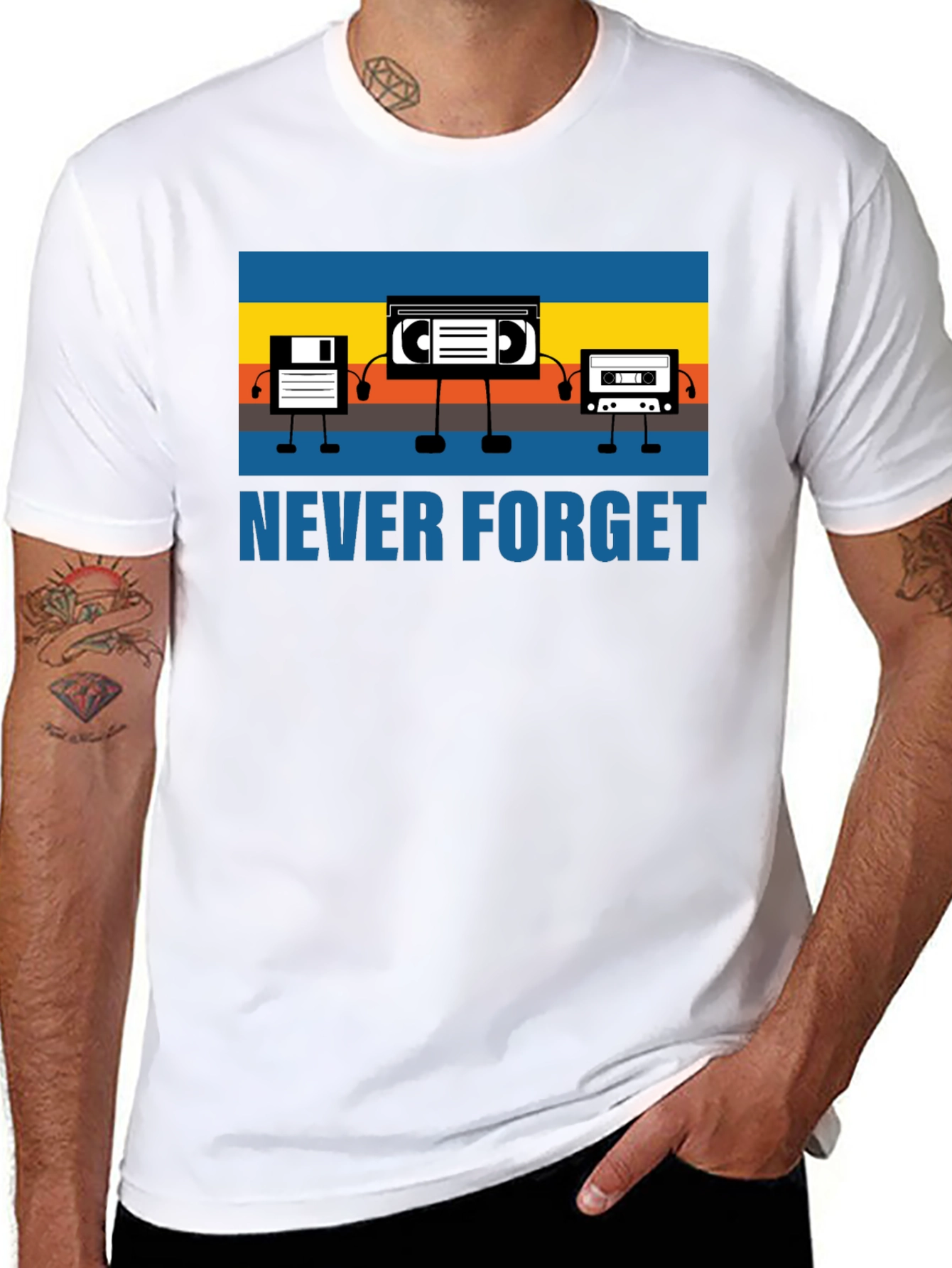 Retro Media Never Forget Black Graphic T-Shirt