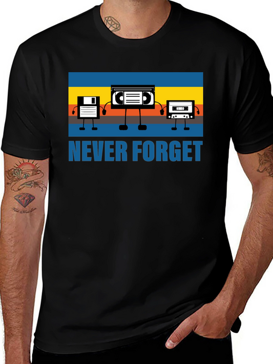 Retro Media Never Forget Black Graphic T-Shirt