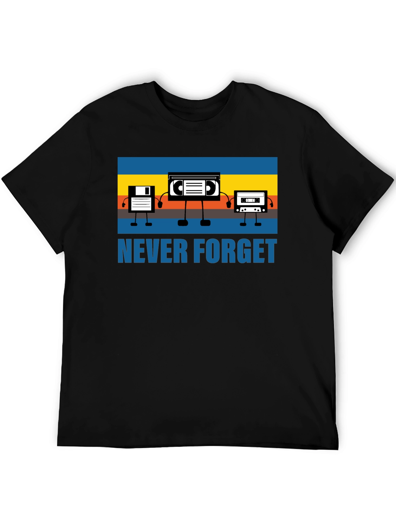 Retro Media Never Forget Black Graphic T-Shirt