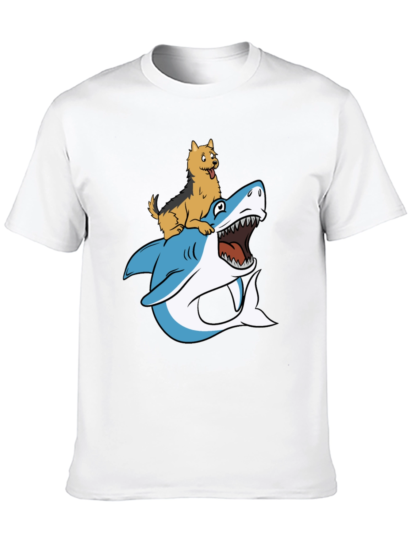 Dog Riding Shark Graphic Tee - Black
