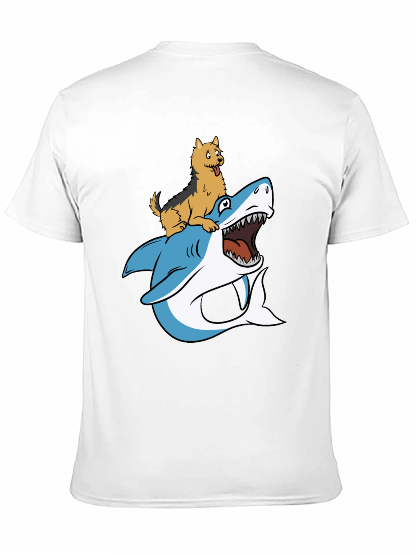 Dog Riding Shark Graphic Tee - Black