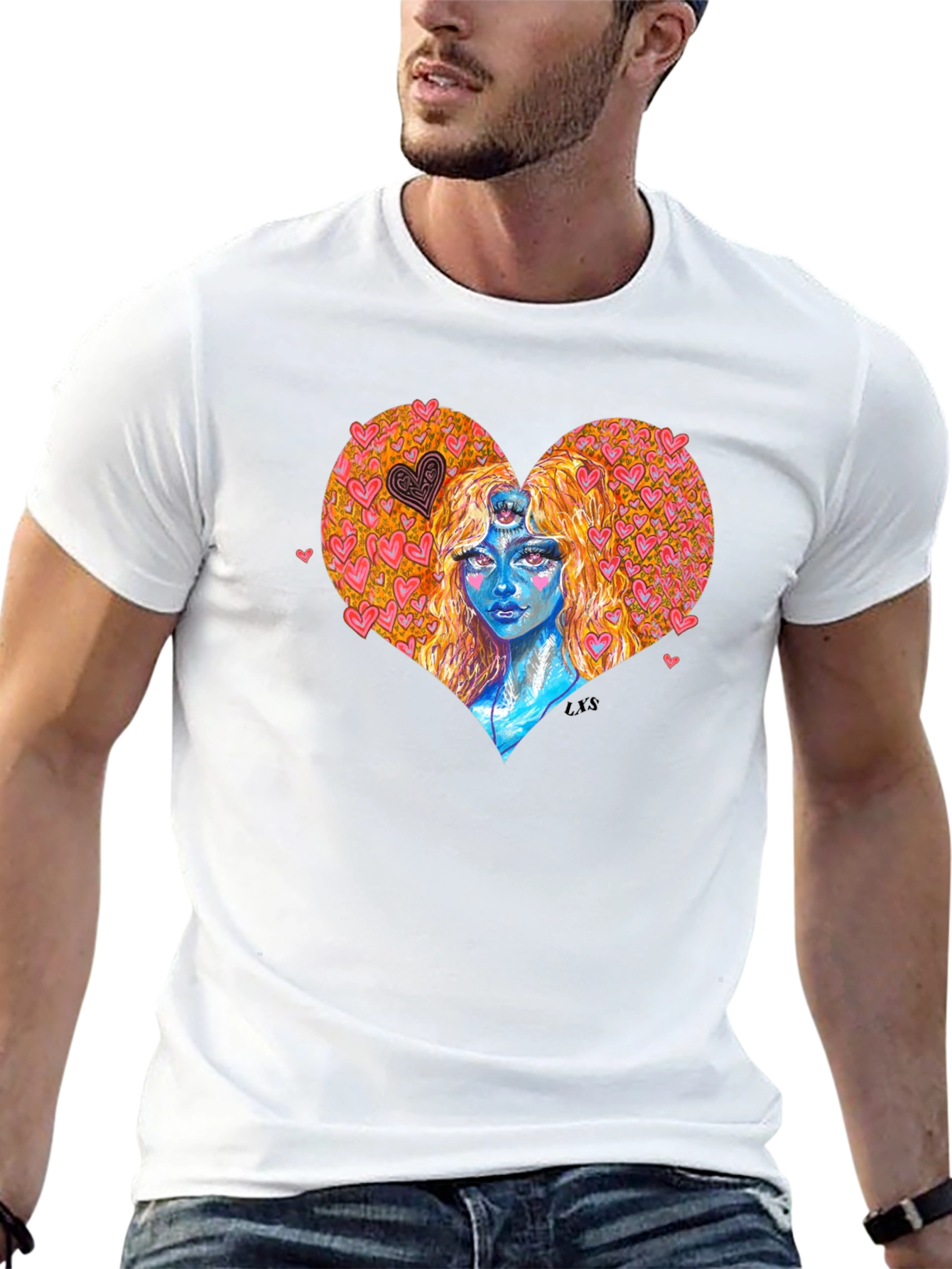 Heart Goddess Graphic T-Shirt - Unique Art Tee