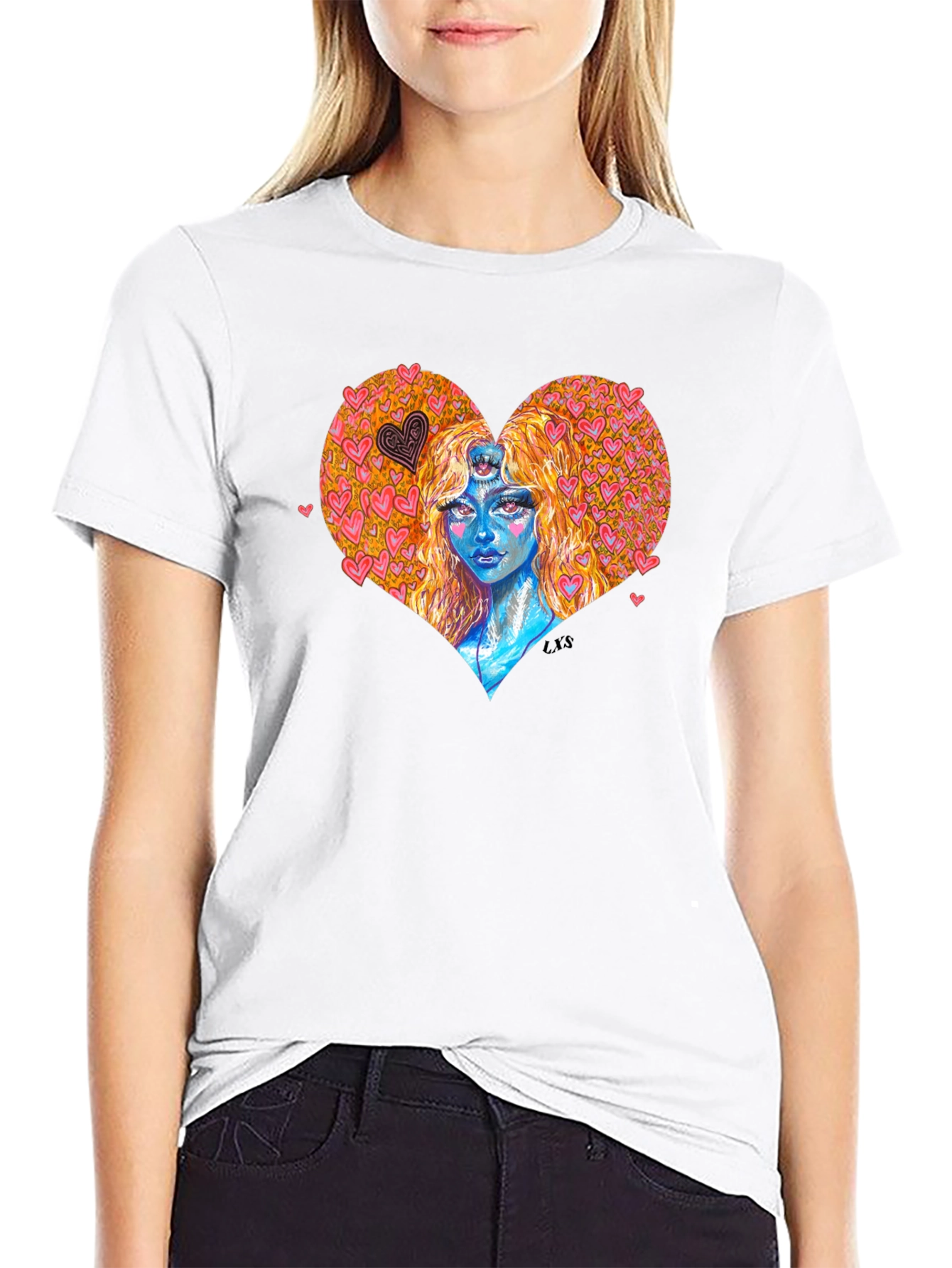 Heart Goddess Graphic T-Shirt - Unique Art Tee