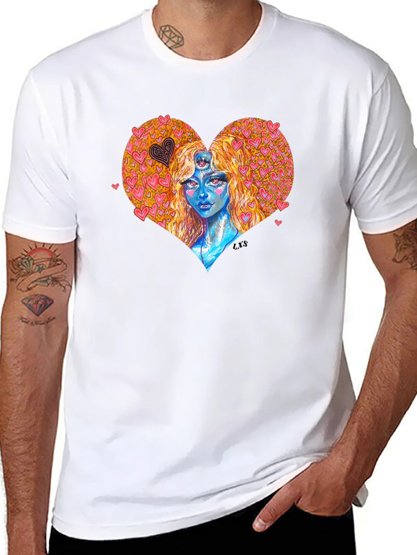 Heart Goddess Graphic T-Shirt - Unique Art Tee