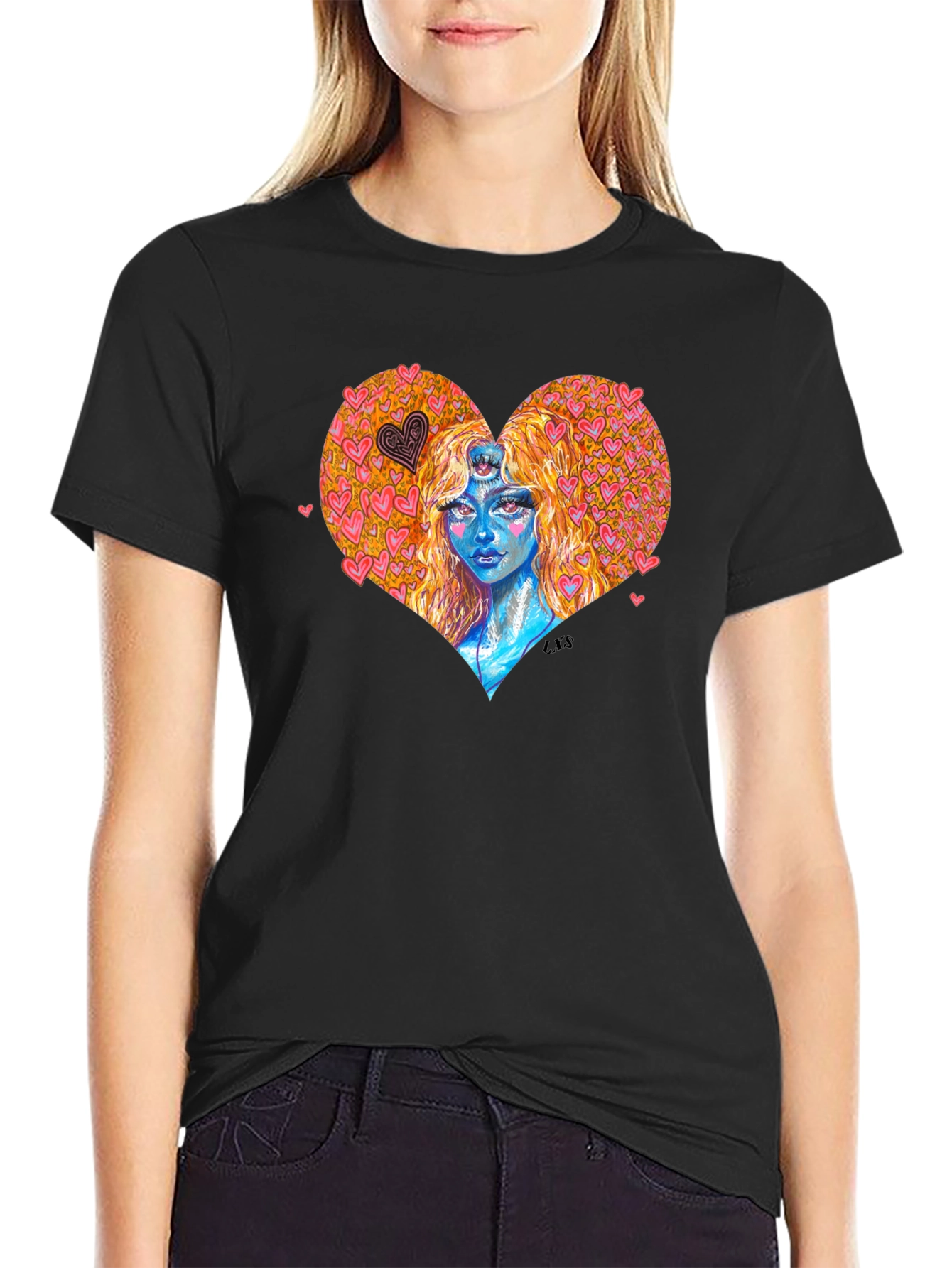 Heart Goddess Graphic T-Shirt - Unique Art Tee