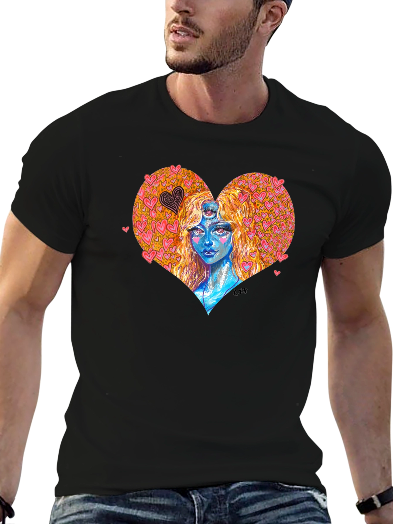 Heart Goddess Graphic T-Shirt - Unique Art Tee