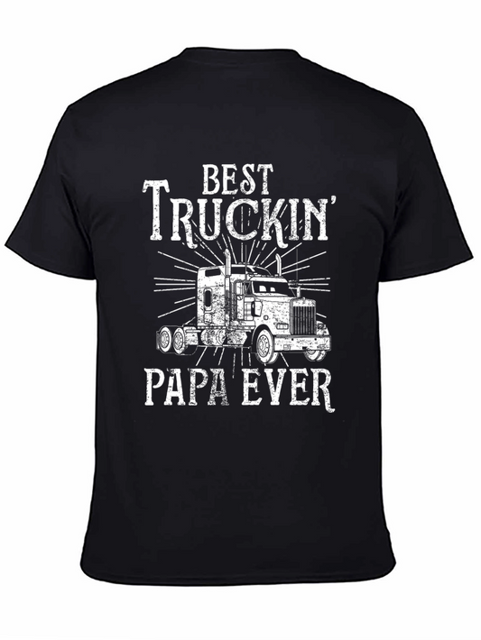Best Truckin Papa Ever Black T-Shirt