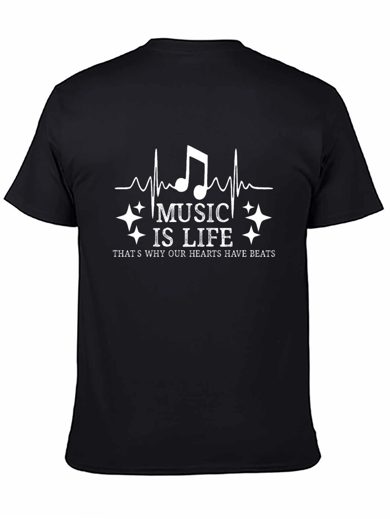 Music is Life Graphic Tee - Black Cotton T-Shirt