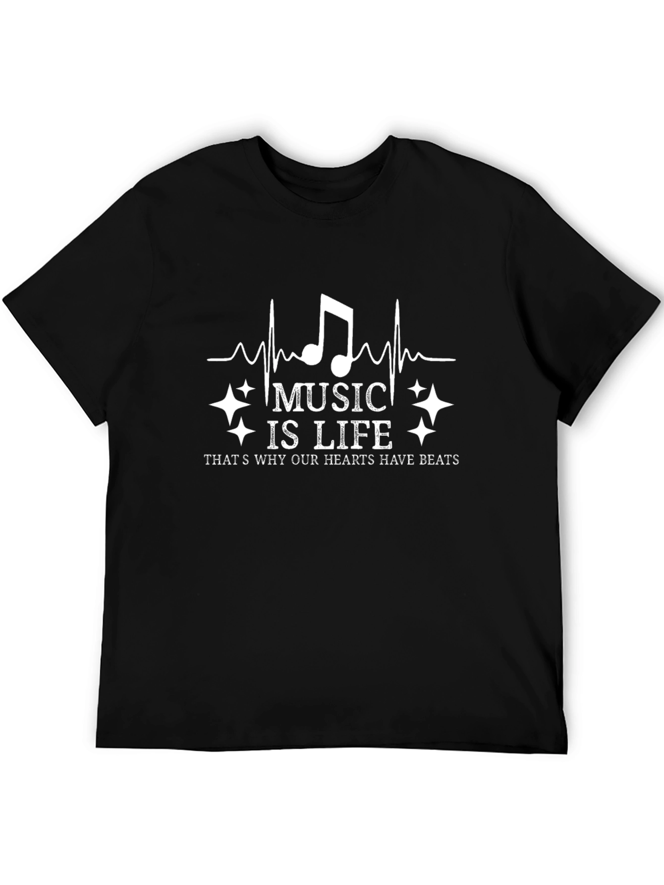 Music is Life Graphic Tee - Black Cotton T-Shirt