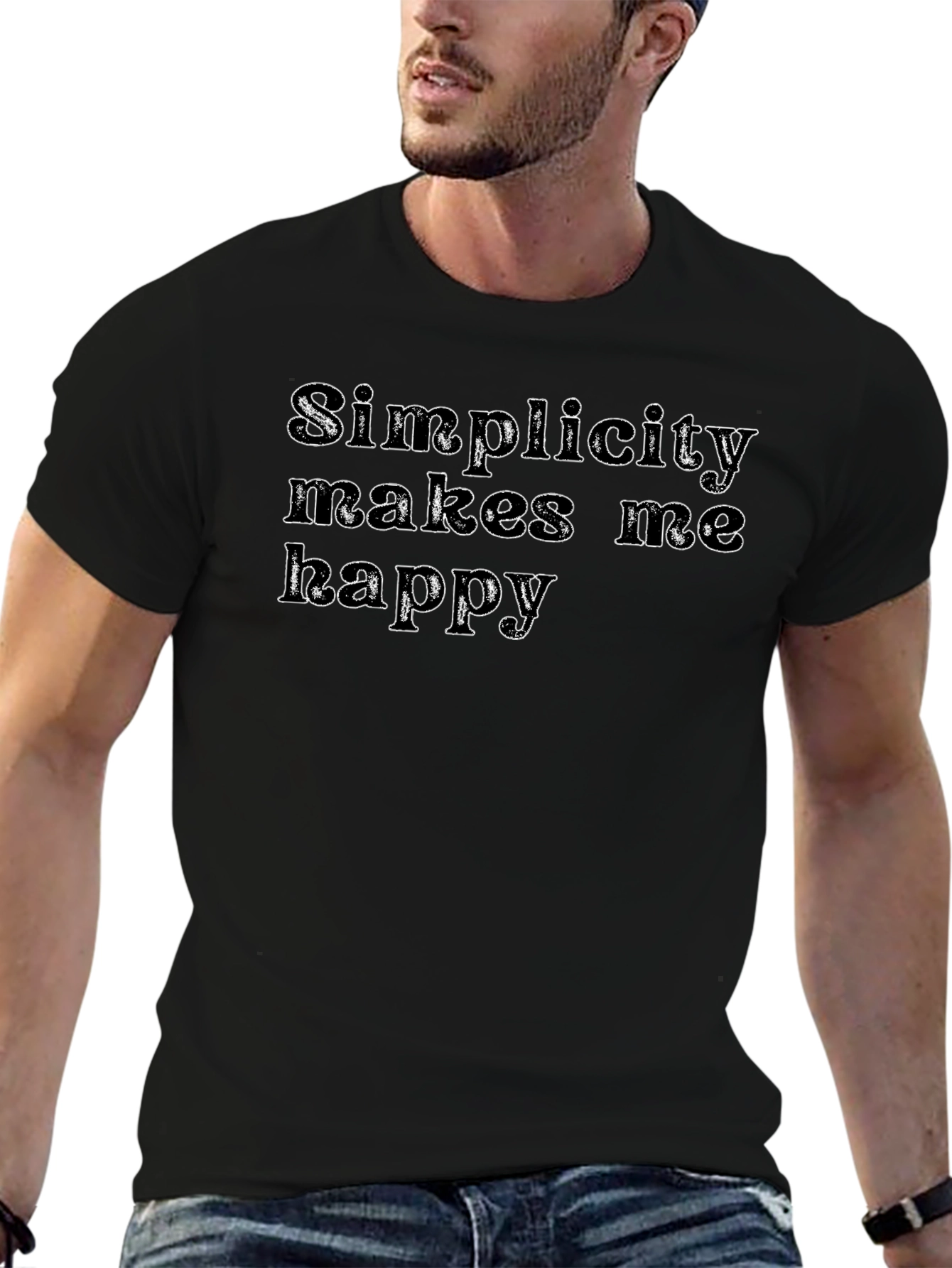 Simplicity Makes Me Happy Black Graphic Tee