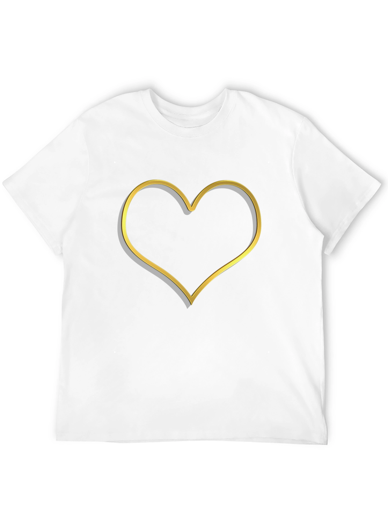 Golden Heart Outline Black T-Shirt