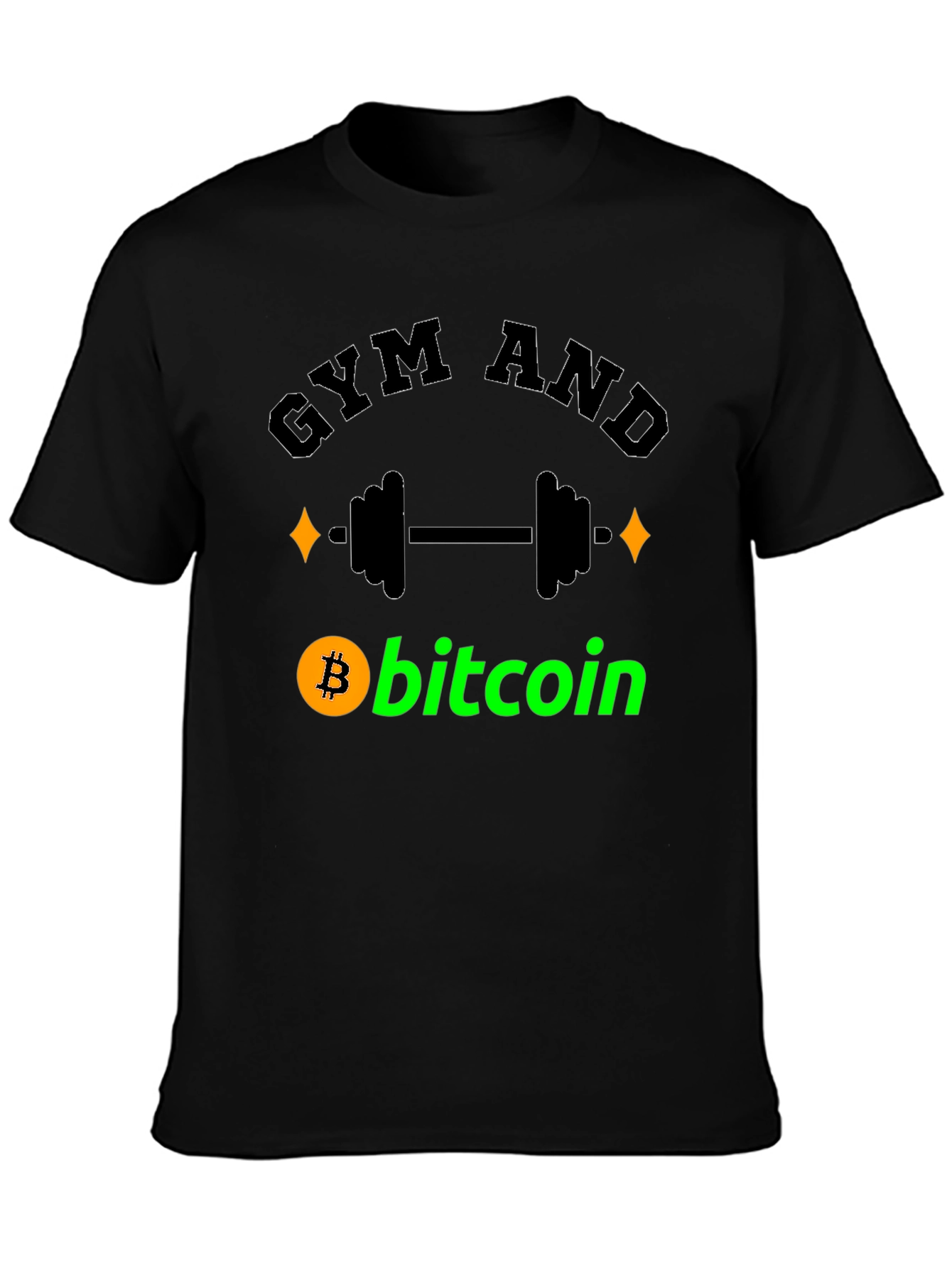 Gym and Bitcoin Black Graphic T-Shirt